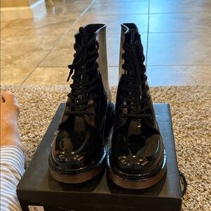 Black Patent Leather Women's Boots